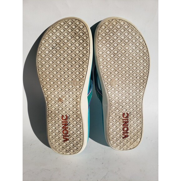 Vionic Womens Tide Sport Supportive Sandal Sz 6 Green w/Blue Trim Thong Orthotic - Picture 7 of 12